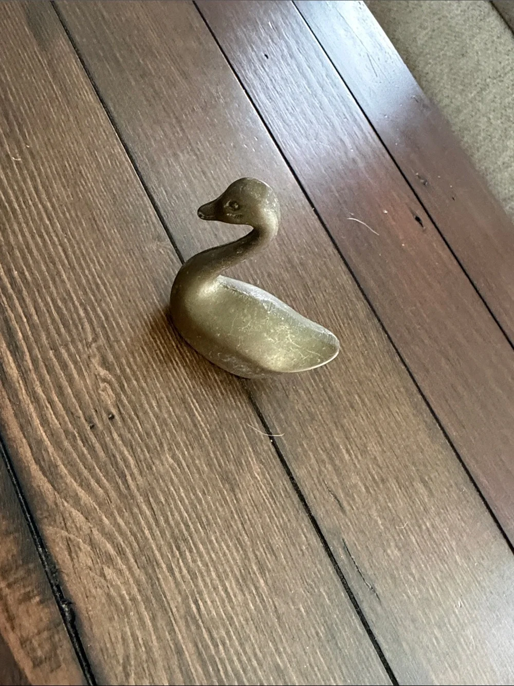 Brass Duck Swan Figurine Set 3 Piece Vintage Bird Decor